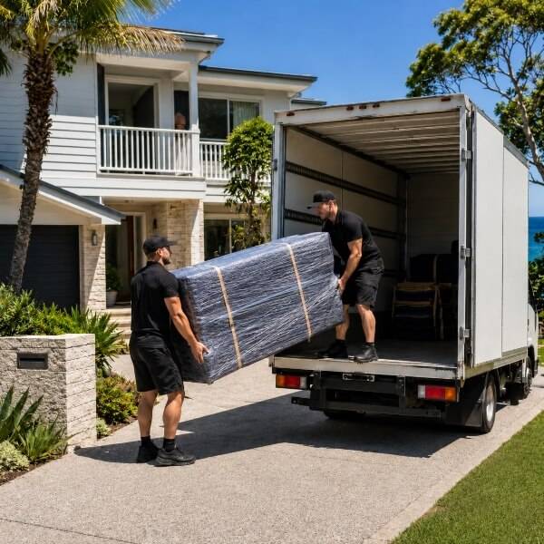 Removalists Inner West Sydney loading wrapped furniture into a truck on a Camperdown house move